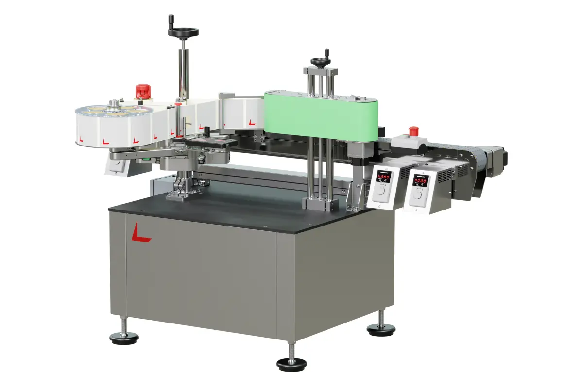 Geset 221 Rundum Etikettierer für zylindrische Produkte mit 1 Etikett (c) Bluhm Systeme