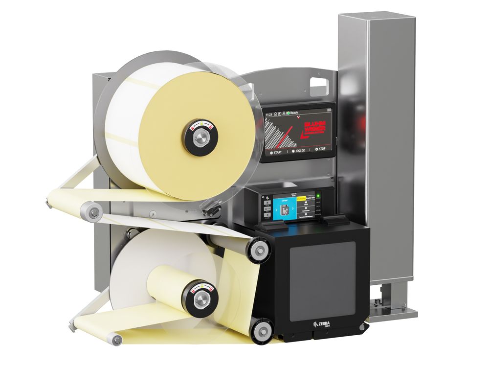 Etikettendruckspender Legi-Air 4050E mit Etiketten links