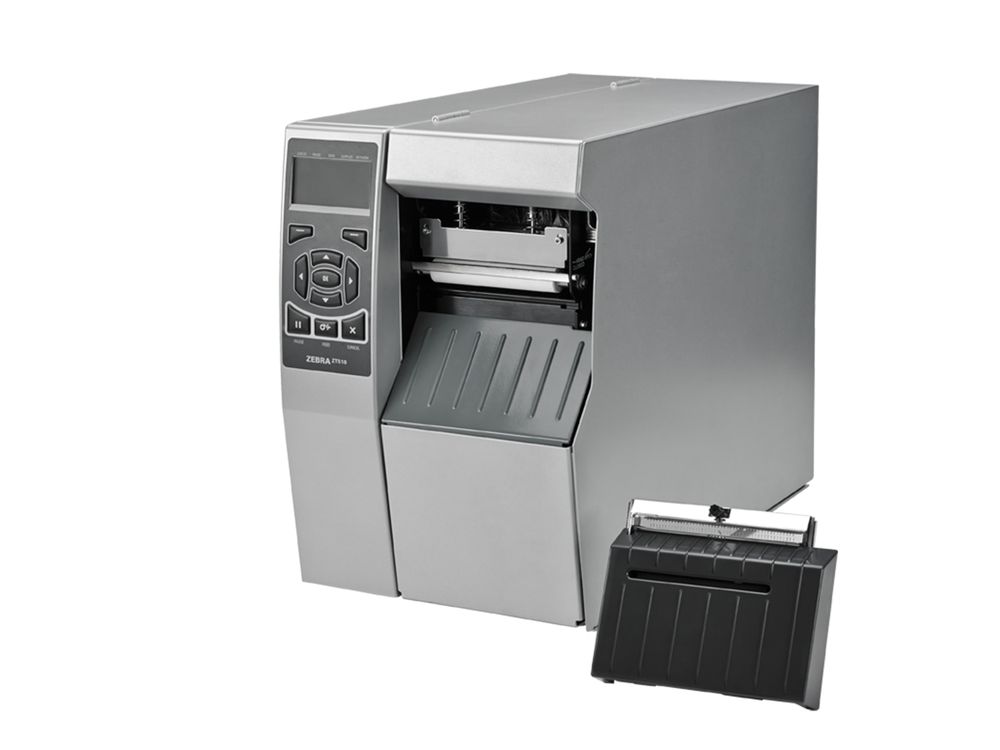 Zebra ZT510 Etikettendrucker vorne links mit Cutter