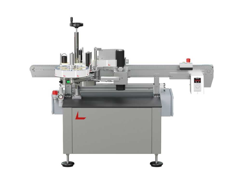 Etikettieranlage Geset 222 mit Etiketten frontal