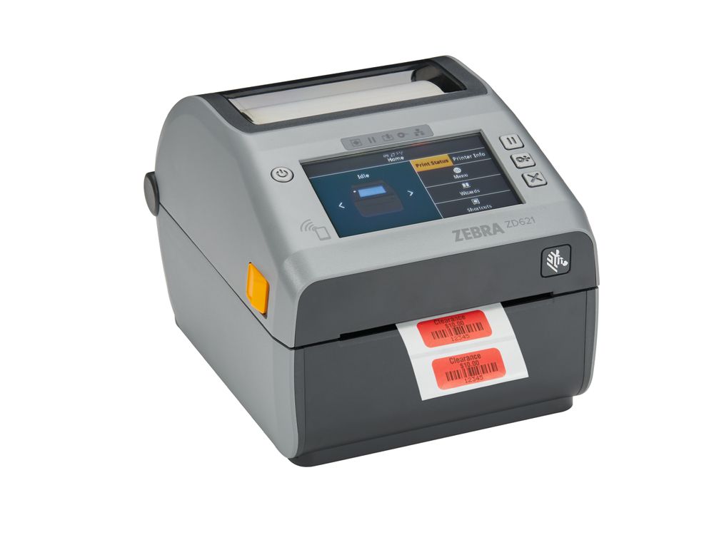 Zebra ZD621d Desktop-Drucker mit Farbdisplay beim Regaletikettendruck