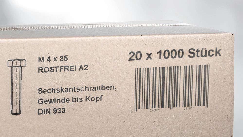 Mit Tintenstrahldrucker Markoprint X1JET MX bedruckter Karton