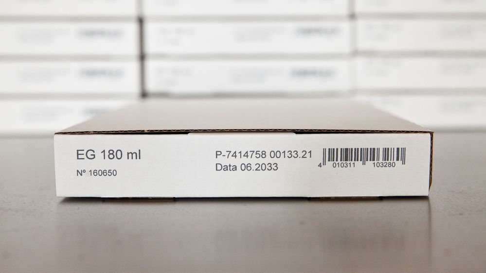 Mit Tintenstrahldrucker Markoprint X1JET LX bedruckte Faltschachtel