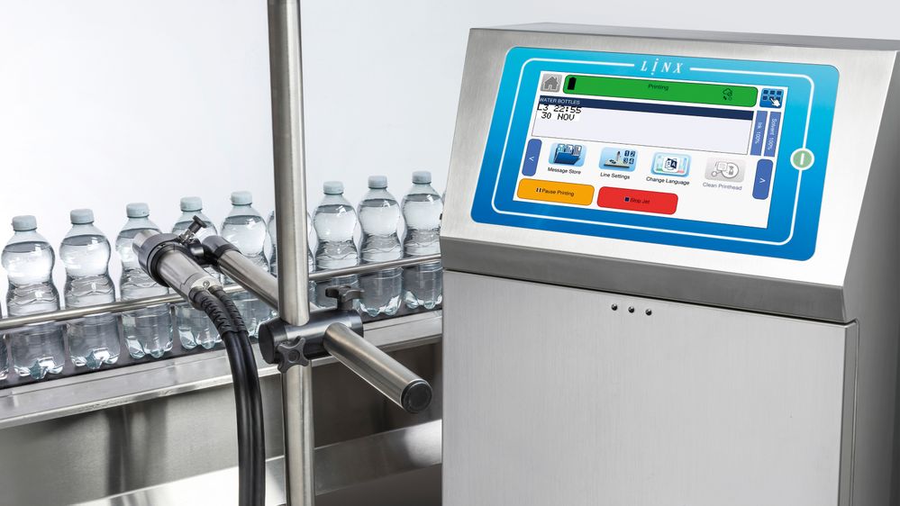 LINX 8900 marking water bottles