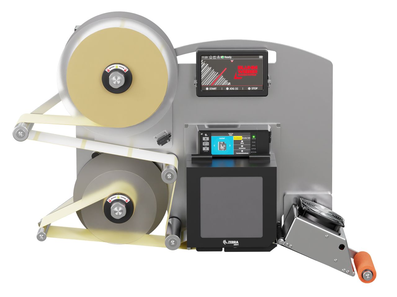 Etikettendruckspender Legi-E 4050B mit Etiketten frontal