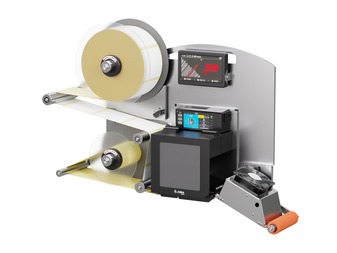 Label print applicator Legi-E 4050B with labels on the right