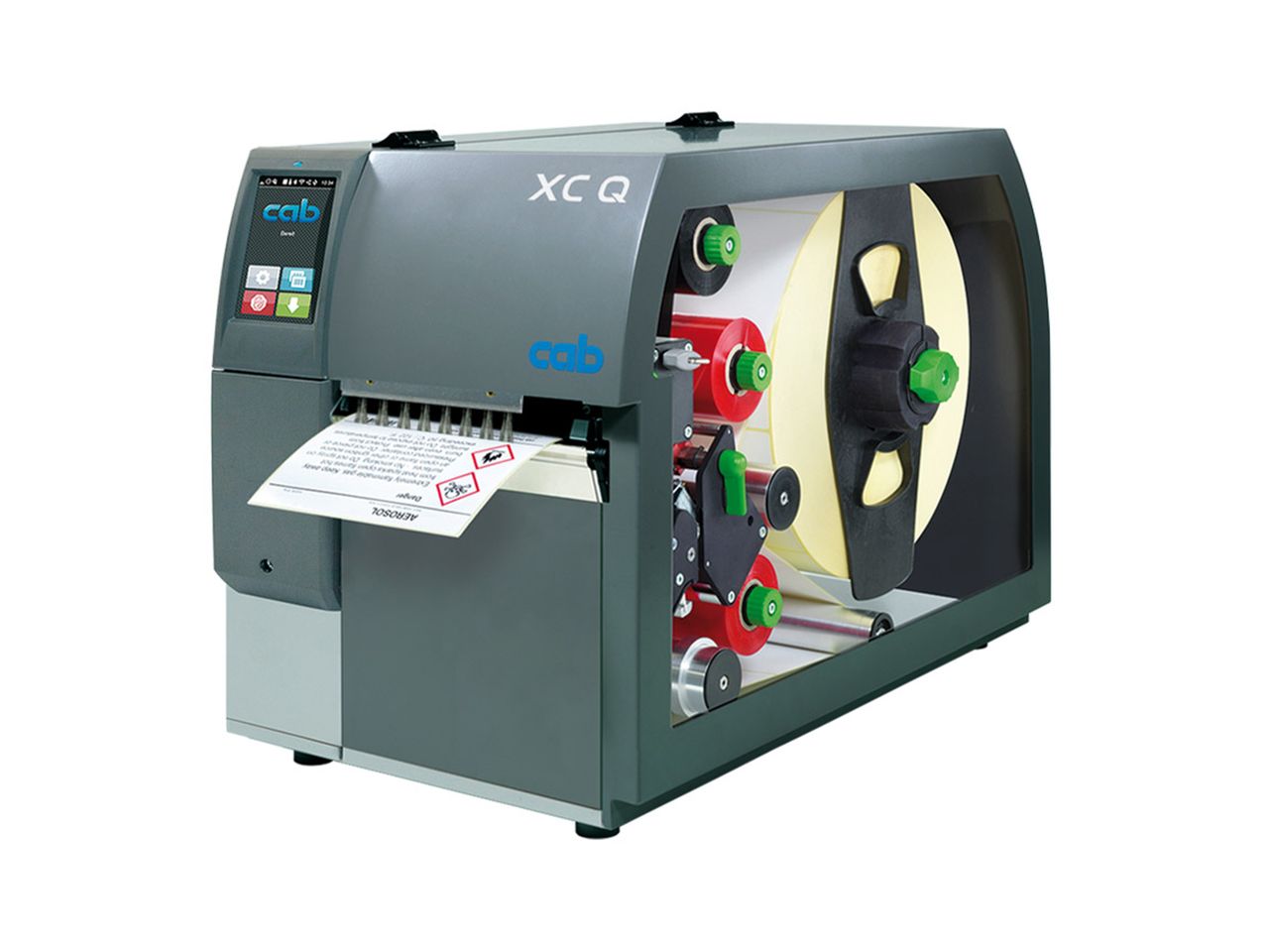 cab xc q6-3 label printer front left with tear-off edge