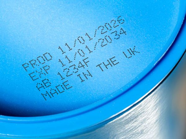 CIJ black ink on plastic lid