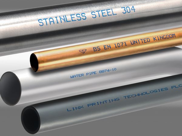 CIJ black ink on metal pipe