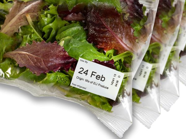 Linx TT Direktdruck mit Verbrauchsdatum auf Salatbeutel