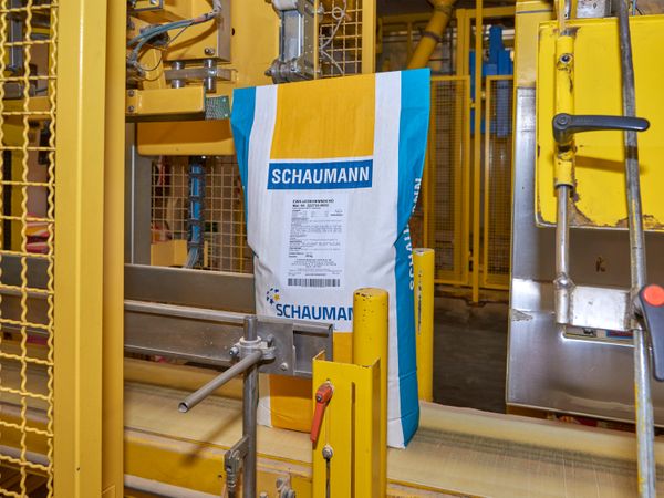 Etikett auf Papiersack