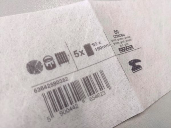 Mit Tintenstrahldrucker Markoprint X1JET MX bedruckter Filter