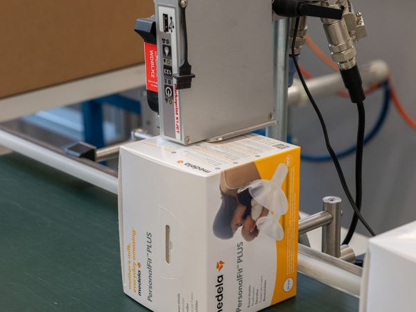 Mit Tintenstrahldrucker Markoprint X1JET HP Premium bedruckte Faltschachtel für Arzneimittel