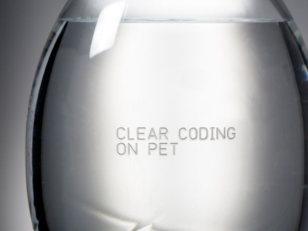 Linx CSL transparente Laserbeschriftung auf PET-Flasche