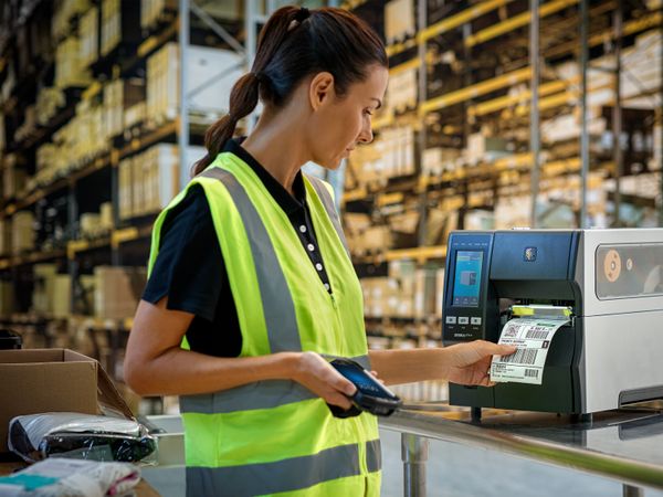 Zebra ZT411 Etikettendruck Anwendung im Lagerhaus an Packstation