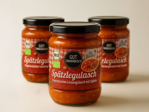 Etikettieranlage Geset 141 Etikett auf Suppenglas