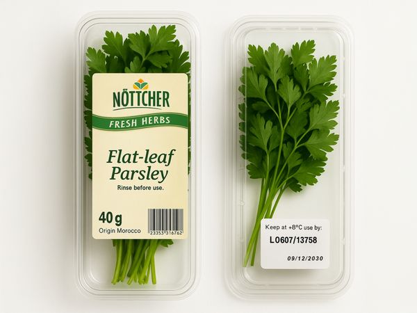 Etikettieranlage Geset 217 Etikett zweiseitig auf Lebensmittelverpackung