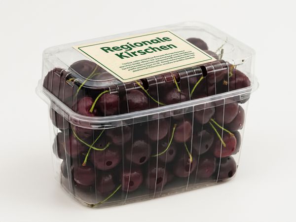 Etikettieranlage Geset 241 Etikett auf Kirschschale