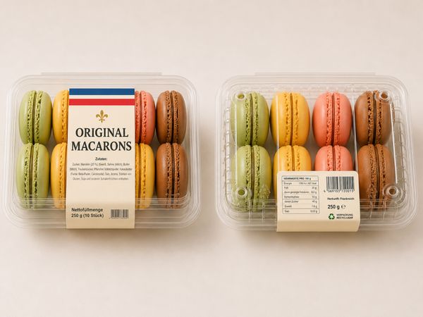 Etikettieranlage Geset 249 D-Wrap Etikett auf Macarons