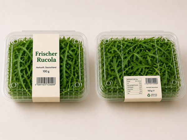 Etikettieranlage Geset 249 Etikett auf Rucola Salat