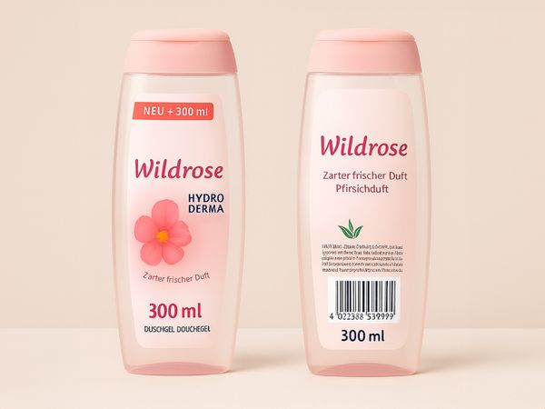 Etikettieranlage Geset 214 Etiketten zweiseitig auf Duschgel