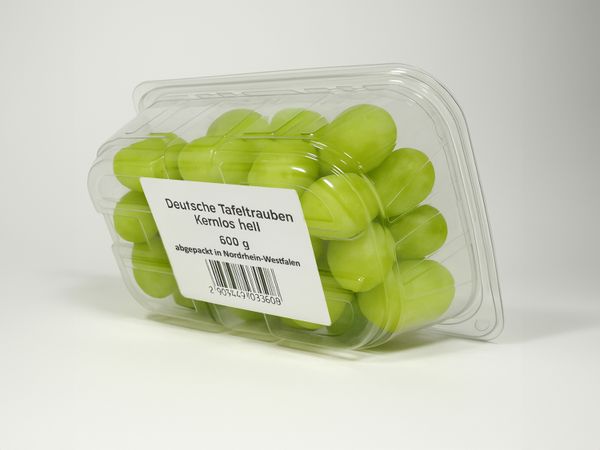 Etikettieranlage Geset 242 Etikette auf Weintraubenverpackung