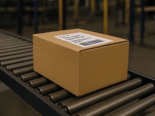 Adressetikett auf Paket 1