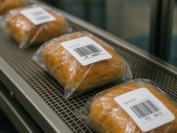 Etikett auf Foleinverpackung