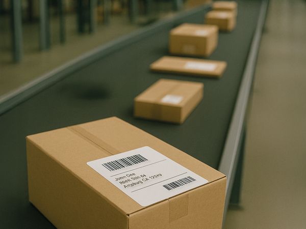 Adressetiketten auf verschieden großen Versandkartons