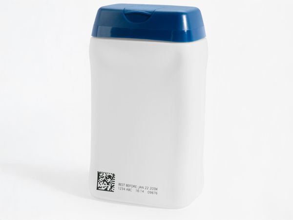 UV-Laser Datamatrix auf Plastikdose weiss