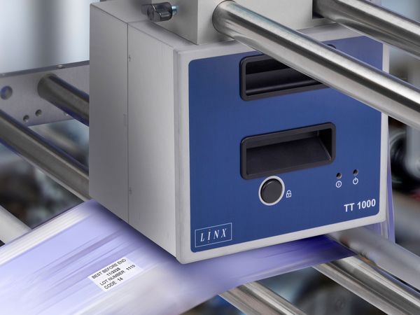 Linx thermal transfer overprinter TT 1000 coding on flexible packaging