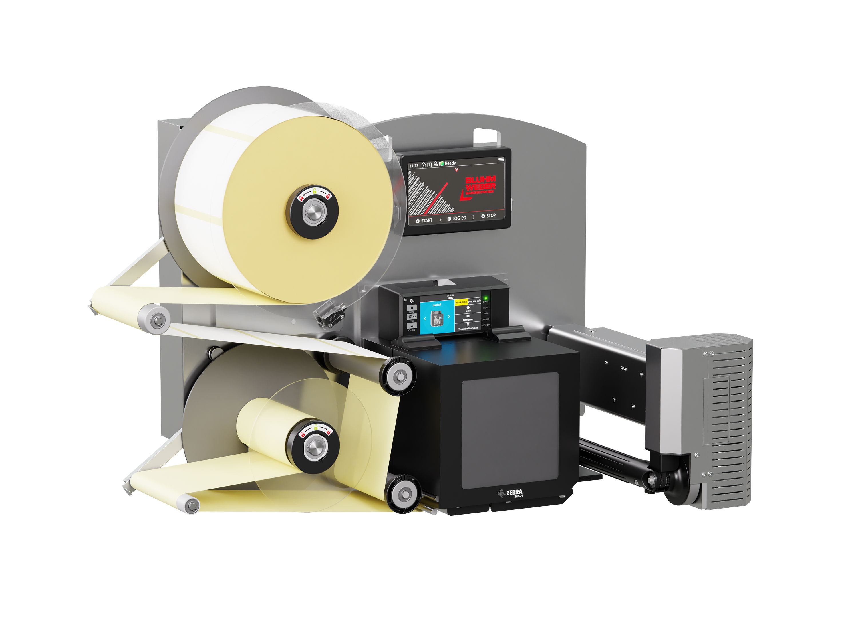 Legi-Air 4050RR label print applicator with labels on the left