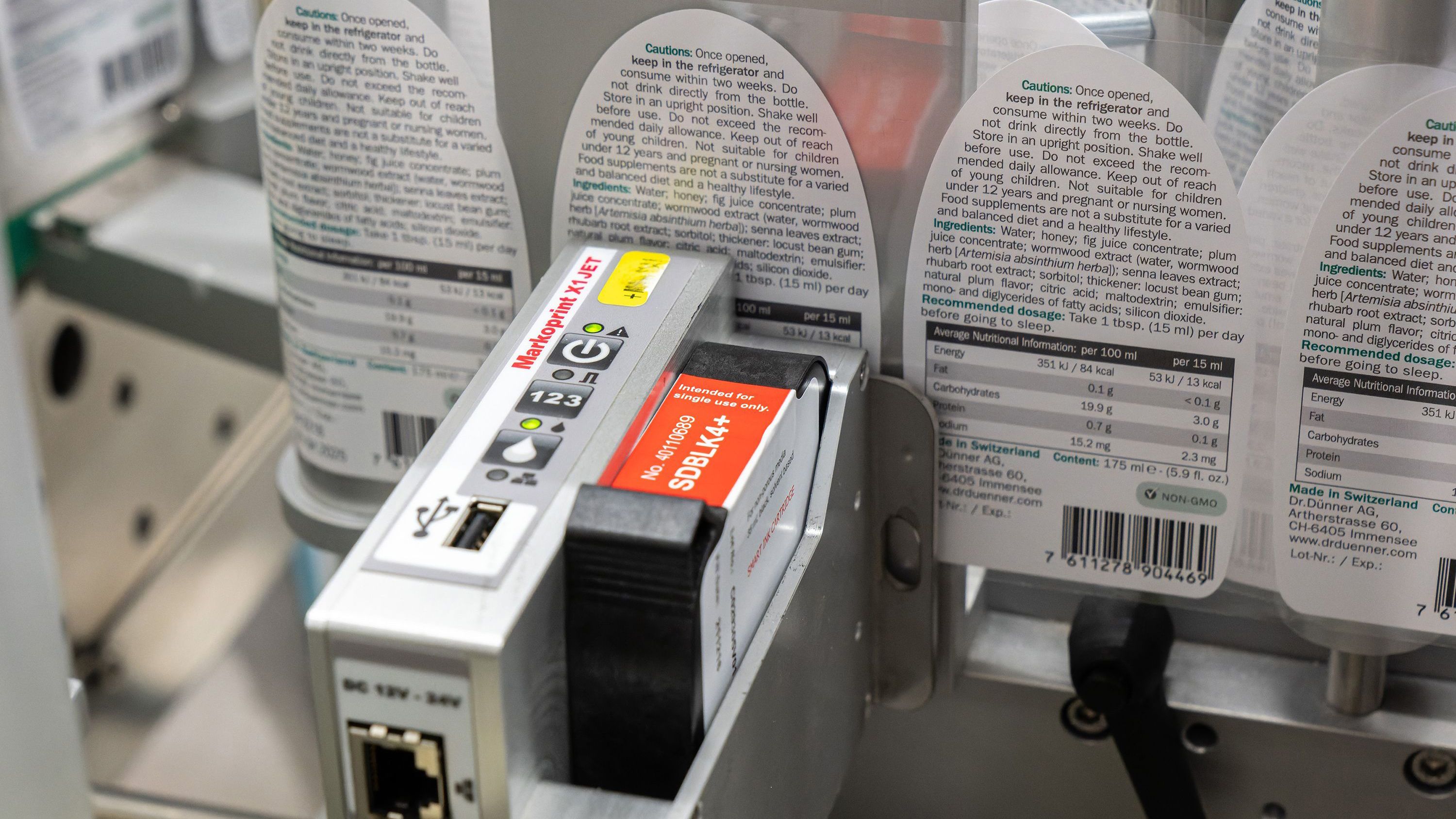 Mit Tintenstrahldrucker Markoprint X1JET HP Standard bedrucktes Etikett