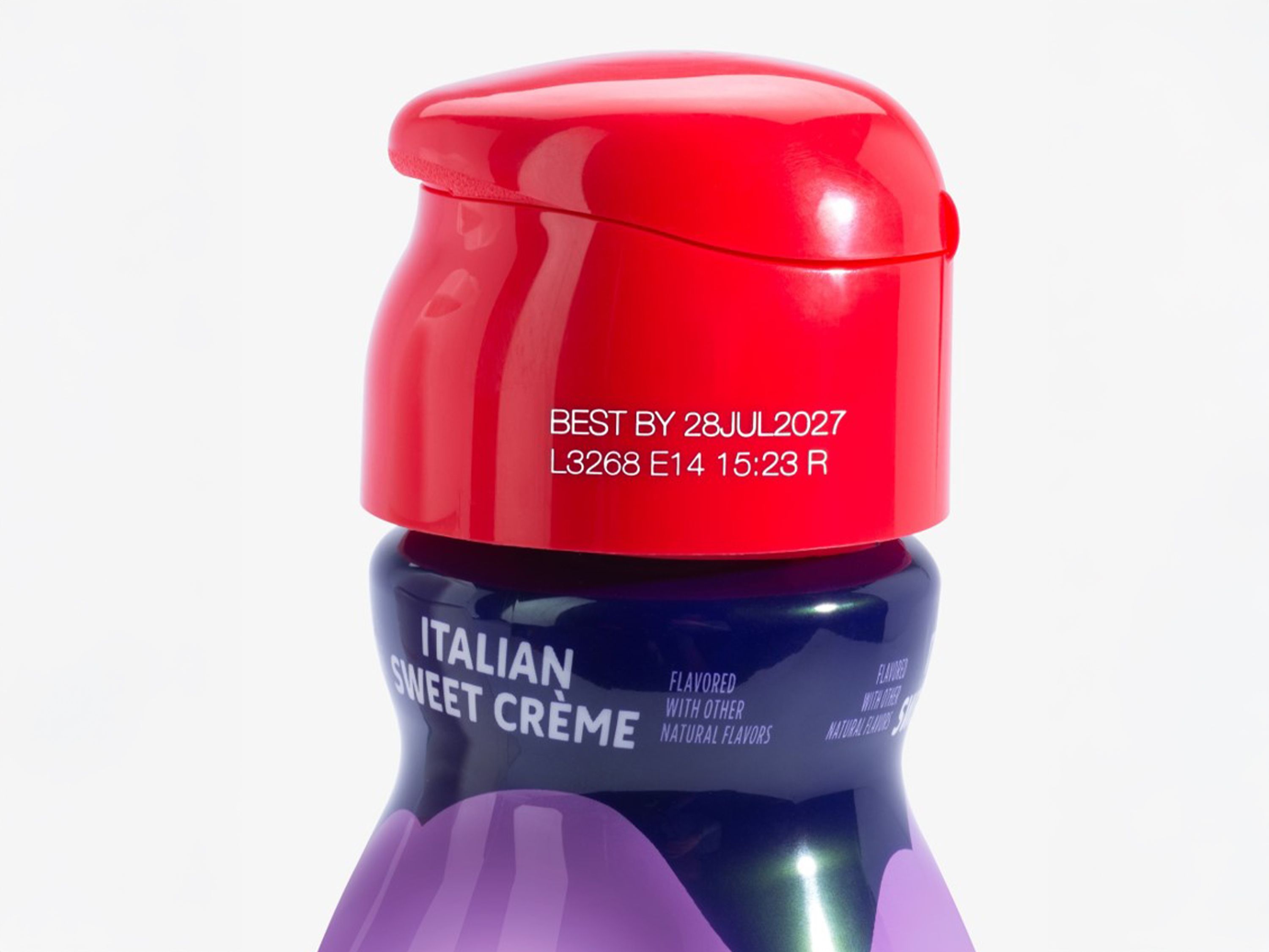 UV-Laser Codierung auf Flaschendeckel Plastik rot