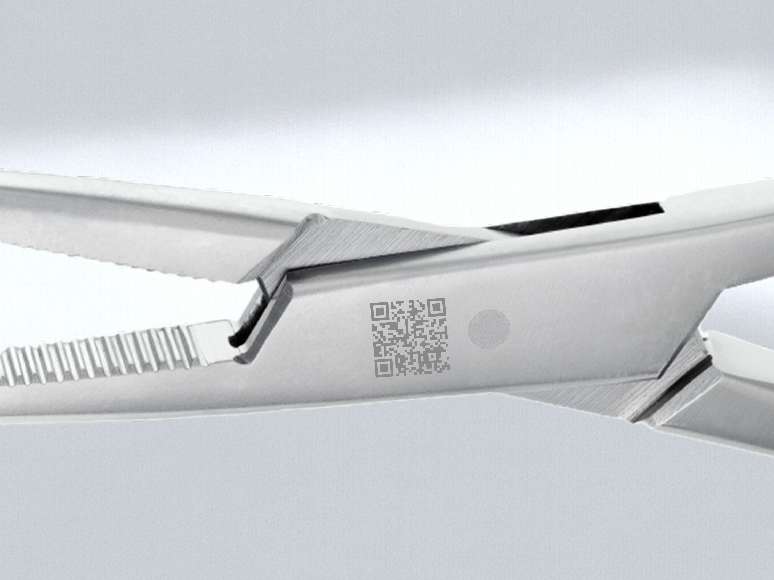 Lasercodierung 2D-Code auf Metallschere