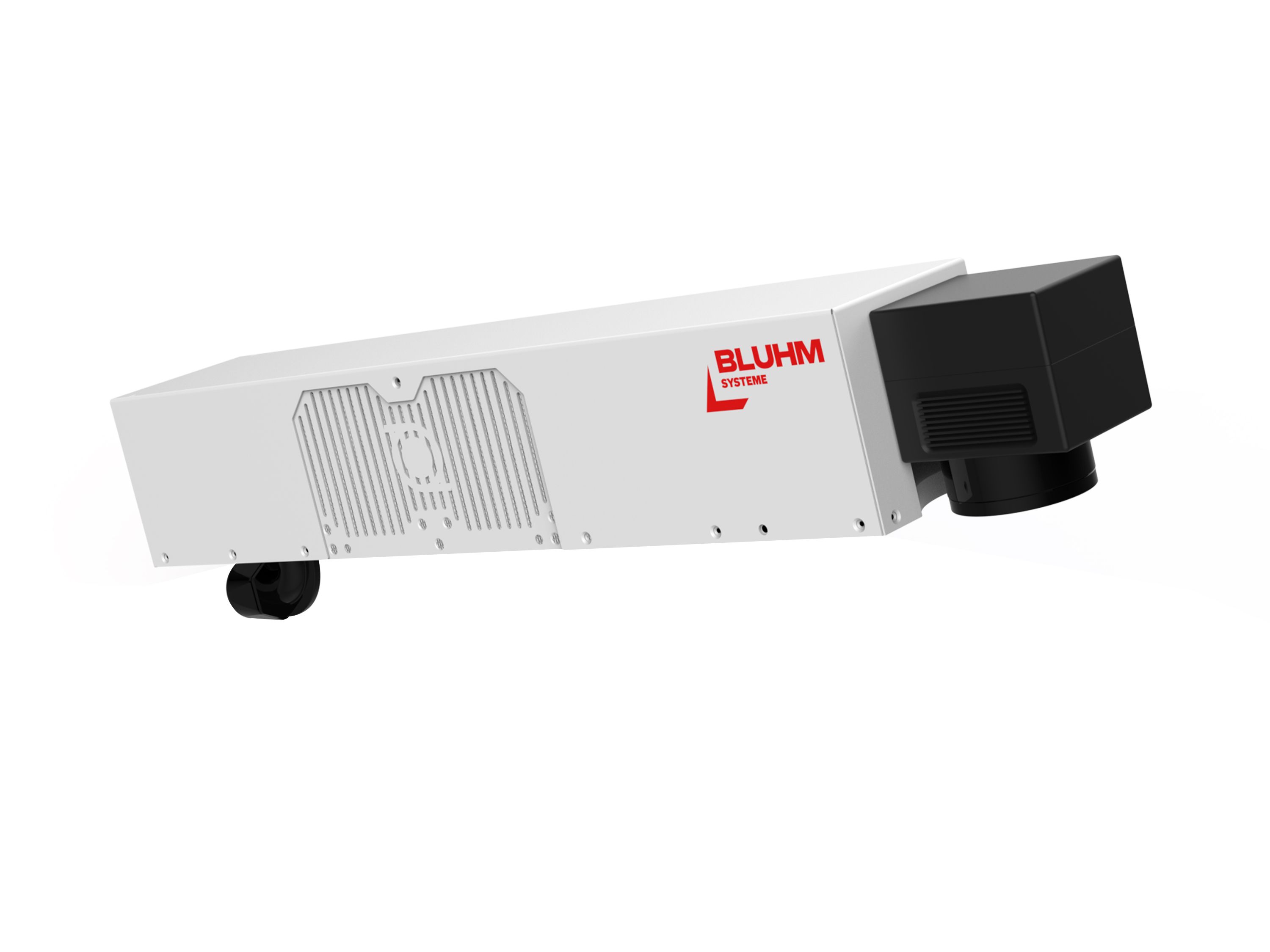 Bluhm Carbonline CO2 Laserbeschrifter Kopf schaut nach schräg rechts oben