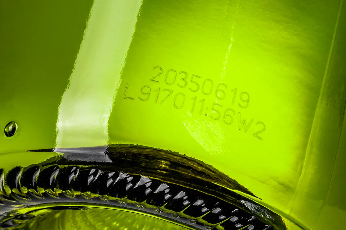 laser marking on glass bottle