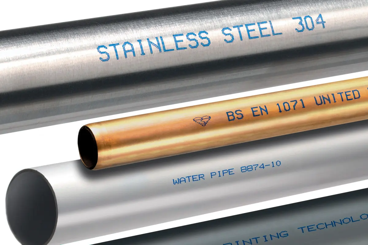 Laser marking of metal pipes
