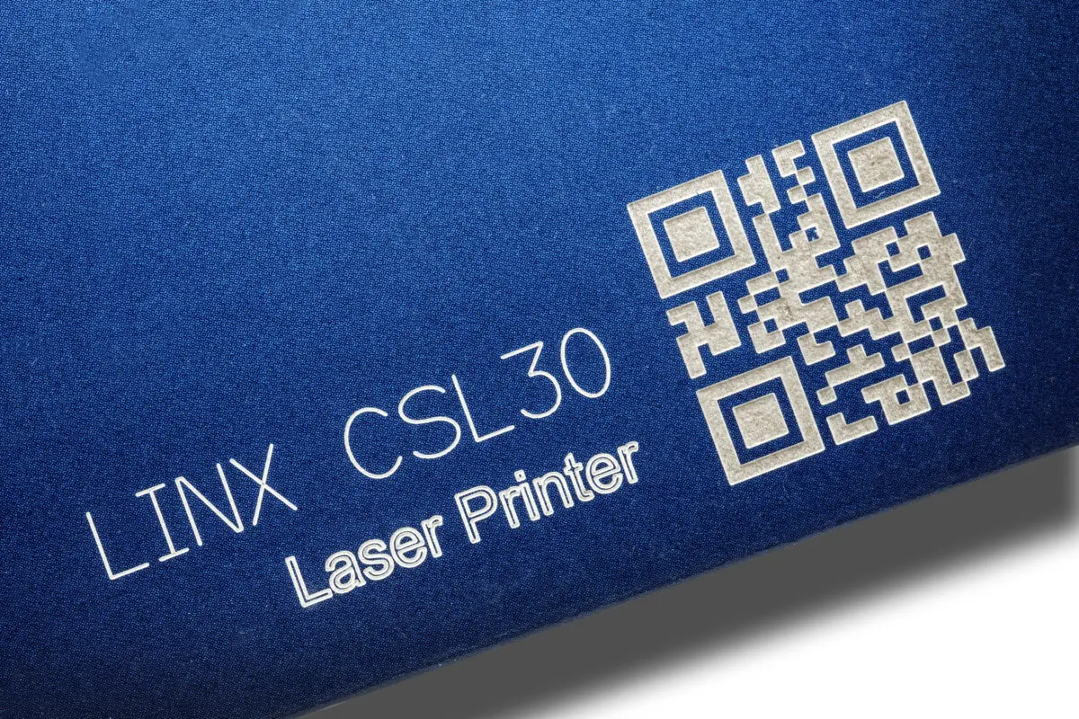 LX3282 Linx Laser CSL30, Lebensmittel, QR Code, beschichteter Karton