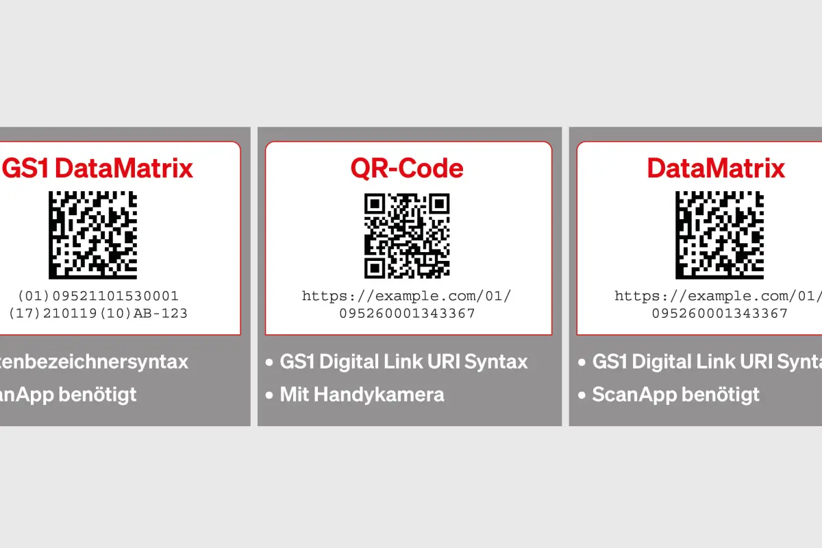 Grafik 2D Code Varianten deutsch
